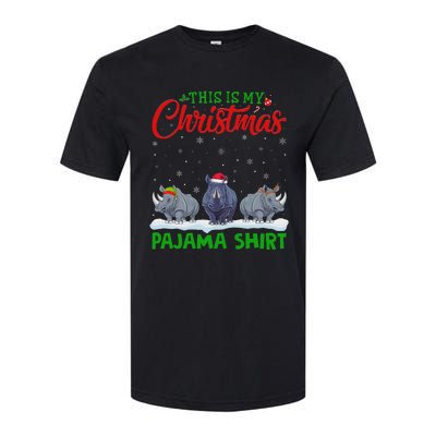 Xmas Santa Hat Reindeer Rhino Christmas Pajama Softstyle CVC T-Shirt