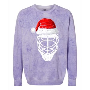 Xmas Santa Hat Christmas Ice Hockey Gift Colorblast Crewneck Sweatshirt