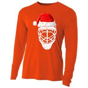 Xmas Santa Hat Christmas Ice Hockey Gift Cooling Performance Long Sleeve Crew