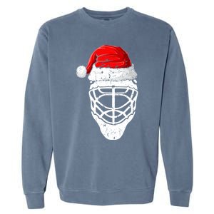 Xmas Santa Hat Christmas Ice Hockey Gift Garment-Dyed Sweatshirt