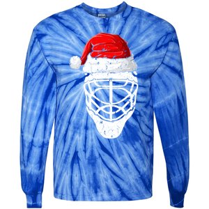 Xmas Santa Hat Christmas Ice Hockey Gift Tie-Dye Long Sleeve Shirt