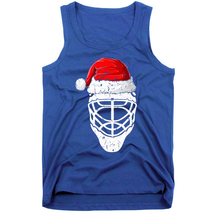 Xmas Santa Hat Christmas Ice Hockey Gift Tank Top