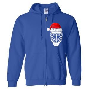 Xmas Santa Hat Christmas Ice Hockey Gift Full Zip Hoodie