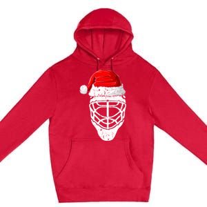 Xmas Santa Hat Christmas Ice Hockey Gift Premium Pullover Hoodie