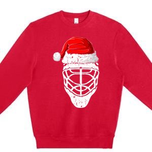 Xmas Santa Hat Christmas Ice Hockey Gift Premium Crewneck Sweatshirt