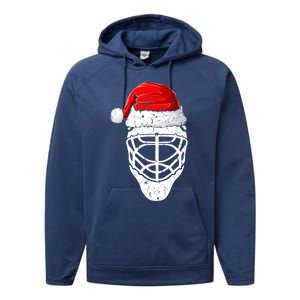 Xmas Santa Hat Christmas Ice Hockey Gift Performance Fleece Hoodie