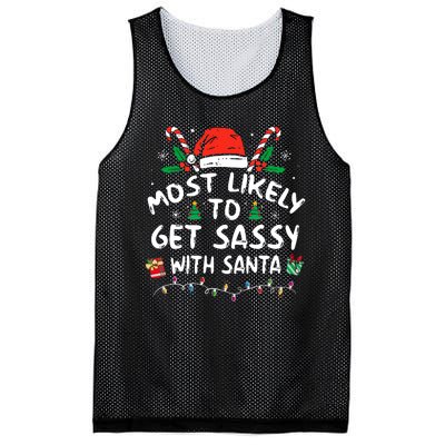 Xmas Santa Hat Most Likely To Get Sassy With Santa Christmas Matching Gift Mesh Reversible Basketball Jersey Tank