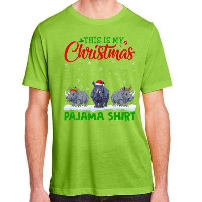 Xmas Santa Hat Reindeer Rhino Christmas Pajama Adult ChromaSoft Performance T-Shirt