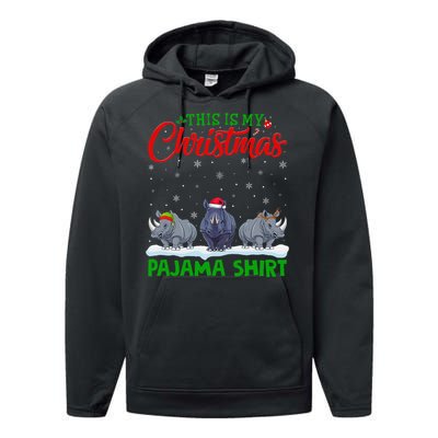 Xmas Santa Hat Reindeer Rhino Christmas Pajama Performance Fleece Hoodie