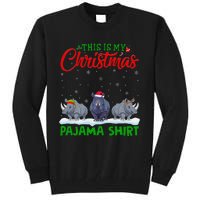 Xmas Santa Hat Reindeer Rhino Christmas Pajama Tall Sweatshirt