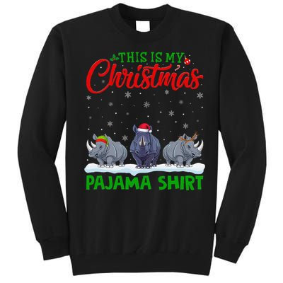 Xmas Santa Hat Reindeer Rhino Christmas Pajama Tall Sweatshirt