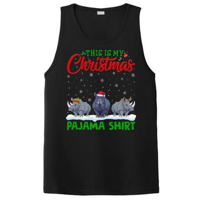 Xmas Santa Hat Reindeer Rhino Christmas Pajama PosiCharge Competitor Tank