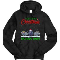 Xmas Santa Hat Reindeer Rhino Christmas Pajama Tie Dye Hoodie