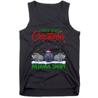 Xmas Santa Hat Reindeer Rhino Christmas Pajama Tank Top