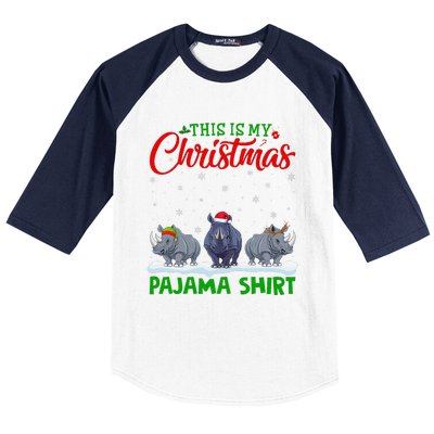 Xmas Santa Hat Reindeer Rhino Christmas Pajama Baseball Sleeve Shirt