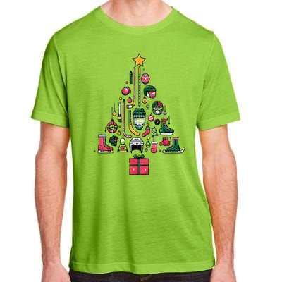 Xmas Sports Ice Hockey Christmas Pine Tree Gift Adult ChromaSoft Performance T-Shirt