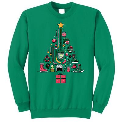 Xmas Sports Ice Hockey Christmas Pine Tree Gift Sweatshirt