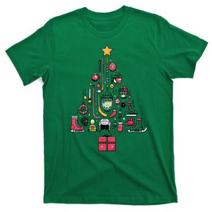 Xmas Sports Ice Hockey Christmas Pine Tree Gift T-Shirt