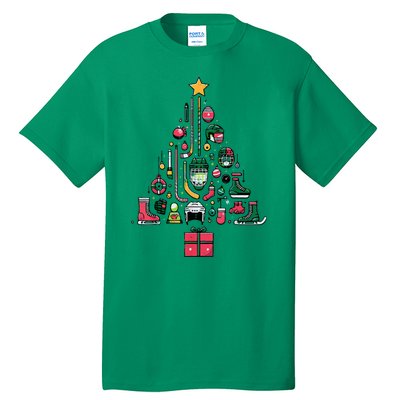 Xmas Sports Ice Hockey Christmas Pine Tree Gift Tall T-Shirt