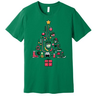 Xmas Sports Ice Hockey Christmas Pine Tree Gift Premium T-Shirt