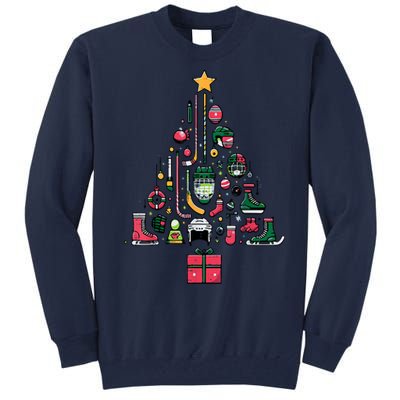 Xmas Sports Ice Hockey Christmas Pine Tree Gift Tall Sweatshirt