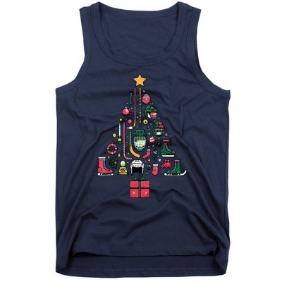 Xmas Sports Ice Hockey Christmas Pine Tree Gift Tank Top