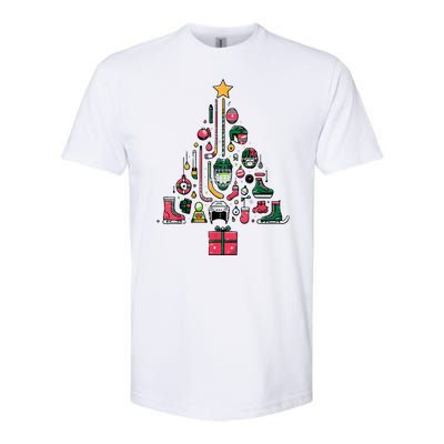 Xmas Sports Ice Hockey Christmas Pine Tree Gift Softstyle CVC T-Shirt