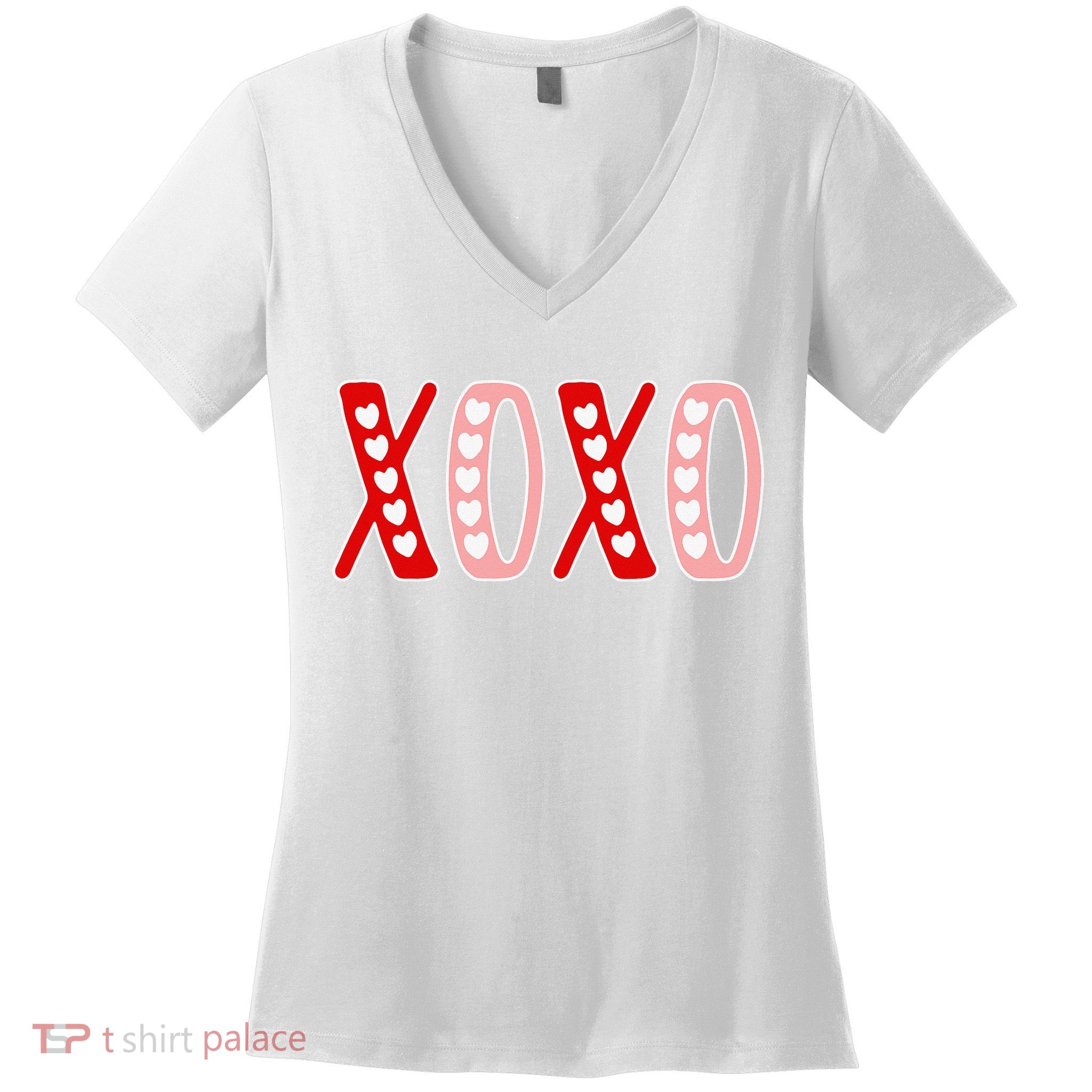 XOXO Sweet Love Valentine Heart Romantic Valentine's Day Women's V-Neck T-Shirt