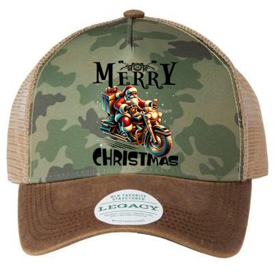 Xmas Santa Motorcycle Biker Funny Merry Christmas Legacy Tie Dye Trucker Hat