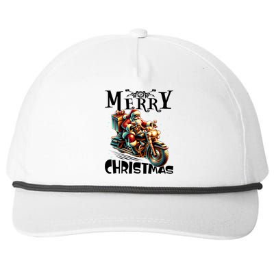 Xmas Santa Motorcycle Biker Funny Merry Christmas Snapback Five-Panel Rope Hat