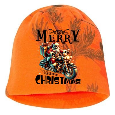 Xmas Santa Motorcycle Biker Funny Merry Christmas Kati - Camo Knit Beanie