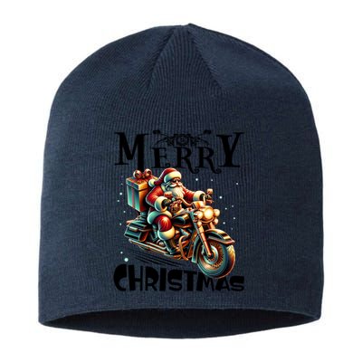 Xmas Santa Motorcycle Biker Funny Merry Christmas Sustainable Beanie