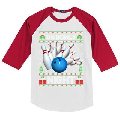 Xmas Sweater Oh Bowly Night Ugly Bowling Christmas Gift Kids Colorblock Raglan Jersey