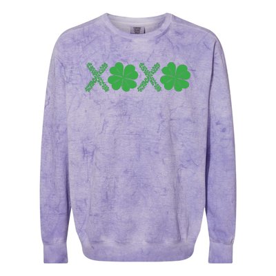 Xoxo St Patricks Day Shamrock Colorblast Crewneck Sweatshirt