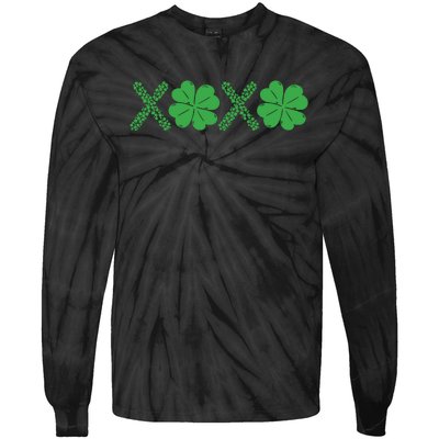 Xoxo St Patricks Day Shamrock Tie-Dye Long Sleeve Shirt