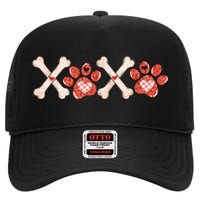 XOXO Skeleton Pet Dogs Cats Paw Hearts Valentine's Day High Crown Mesh Back Trucker Hat