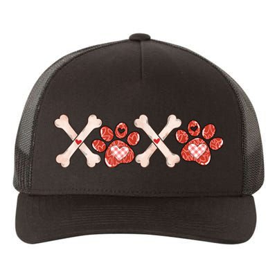 XOXO Skeleton Pet Dogs Cats Paw Hearts Valentine's Day Yupoong Adult 5-Panel Trucker Hat