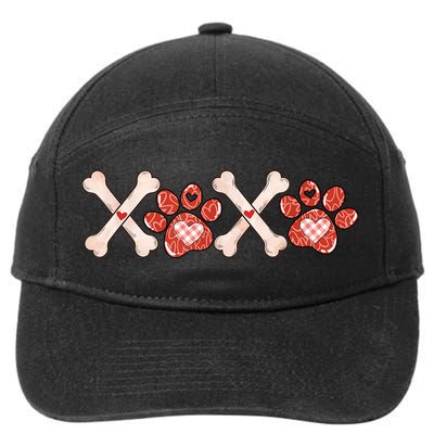 XOXO Skeleton Pet Dogs Cats Paw Hearts Valentine's Day 7-Panel Snapback Hat