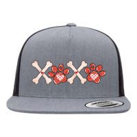 XOXO Skeleton Pet Dogs Cats Paw Hearts Valentine's Day Flat Bill Trucker Hat