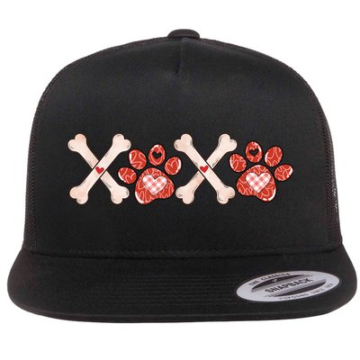 XOXO Skeleton Pet Dogs Cats Paw Hearts Valentine's Day Flat Bill Trucker Hat