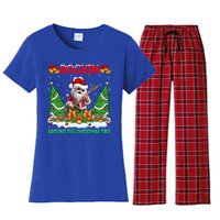 Xmas Santa Playing Guitar Rockin Around The Christmas Tree Gift Women's Flannel Pajama Set