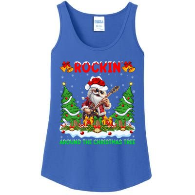 Xmas Santa Playing Guitar Rockin Around The Christmas Tree Gift Ladies Essential Tank