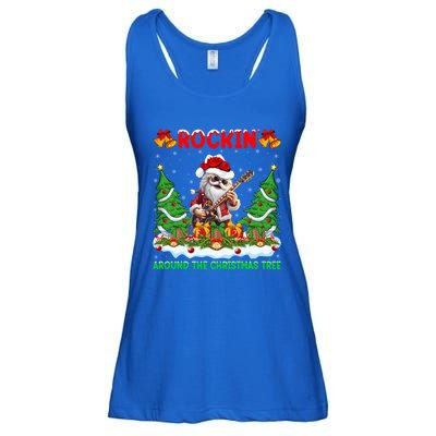 Xmas Santa Playing Guitar Rockin Around The Christmas Tree Gift Ladies Essential Flowy Tank