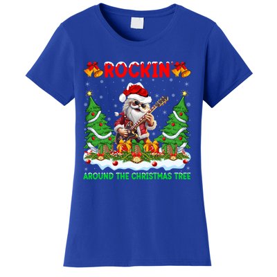 Xmas Santa Playing Guitar Rockin Around The Christmas Tree Gift Women's T-Shirt