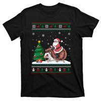 Xmas Santa Riding Hedgehog Ugly Christmas Tree Lights T-Shirt