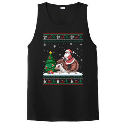 Xmas Santa Riding Hedgehog Ugly Christmas Tree Lights PosiCharge Competitor Tank