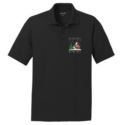 Xmas Santa Riding Hedgehog Ugly Christmas Tree Lights PosiCharge RacerMesh Polo