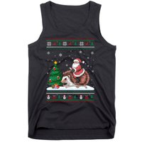 Xmas Santa Riding Hedgehog Ugly Christmas Tree Lights Tank Top