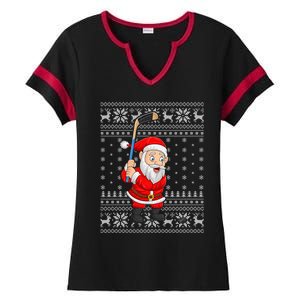 Xmas Sweater Style Ugly Santa Playing Ice Hockey Christmas Meaningful Gift Ladies Halftime Notch Neck Tee