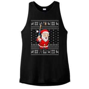 Xmas Sweater Style Ugly Santa Playing Ice Hockey Christmas Meaningful Gift Ladies PosiCharge Tri-Blend Wicking Tank